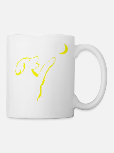 Hund schaut Mond an - Tasse - Weiß