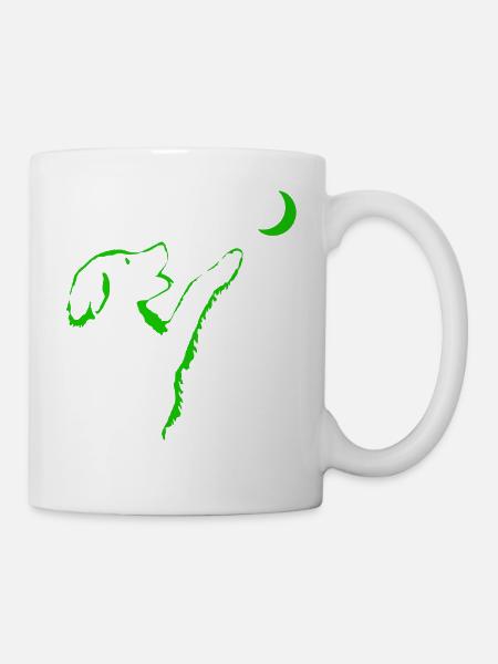 Dog looks at moon - Mug - white