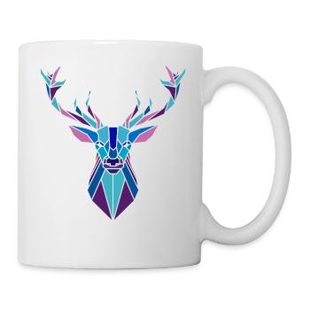 Hirsch Origami Polygon - Tasse - Weiß - Rechts
