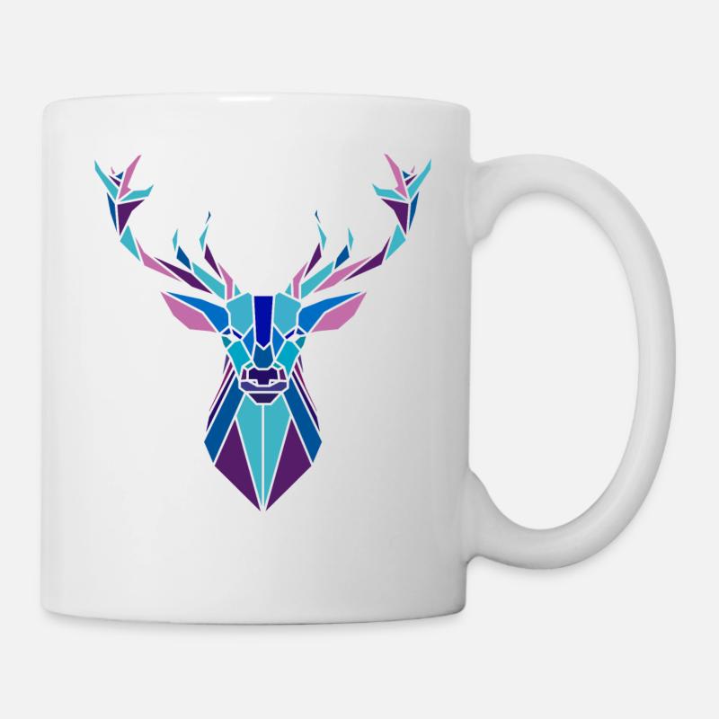Hirsch Origami Polygon - Tasse - Weiß