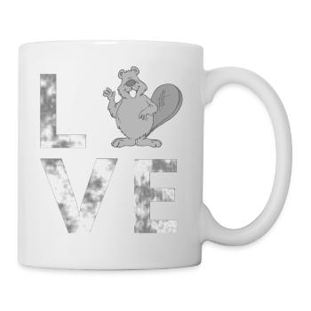 LOVE beaver, animal, love, nature - Mug - white - Right