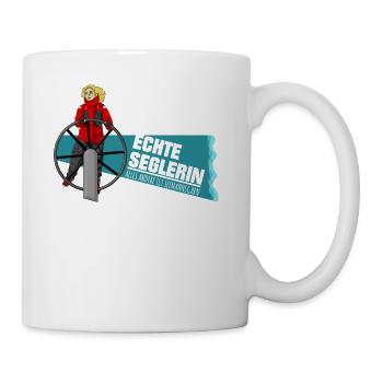 Echte Seglerin - Blond - Skipper - Segelschiff - Tasse - Weiß - Rechts