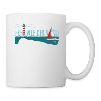 Frei wie der wind - Segelyacht mit Leuchtturm - Tasse - Weiß - Rechts