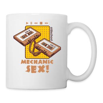 le sexe mécanique, deux cassettes sont enroulés. - Mug blanc - blanc - Droite