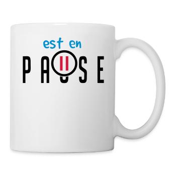 citation ajouter texte pause bouton humour famille - Mug blanc - blanc - Droite