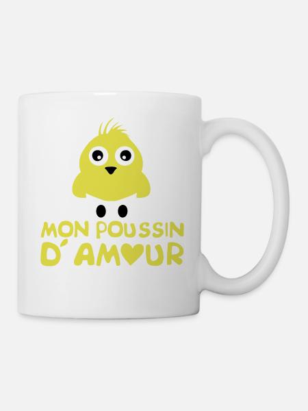 citation humour poussin amour coeur 802 - Mug blanc - blanc