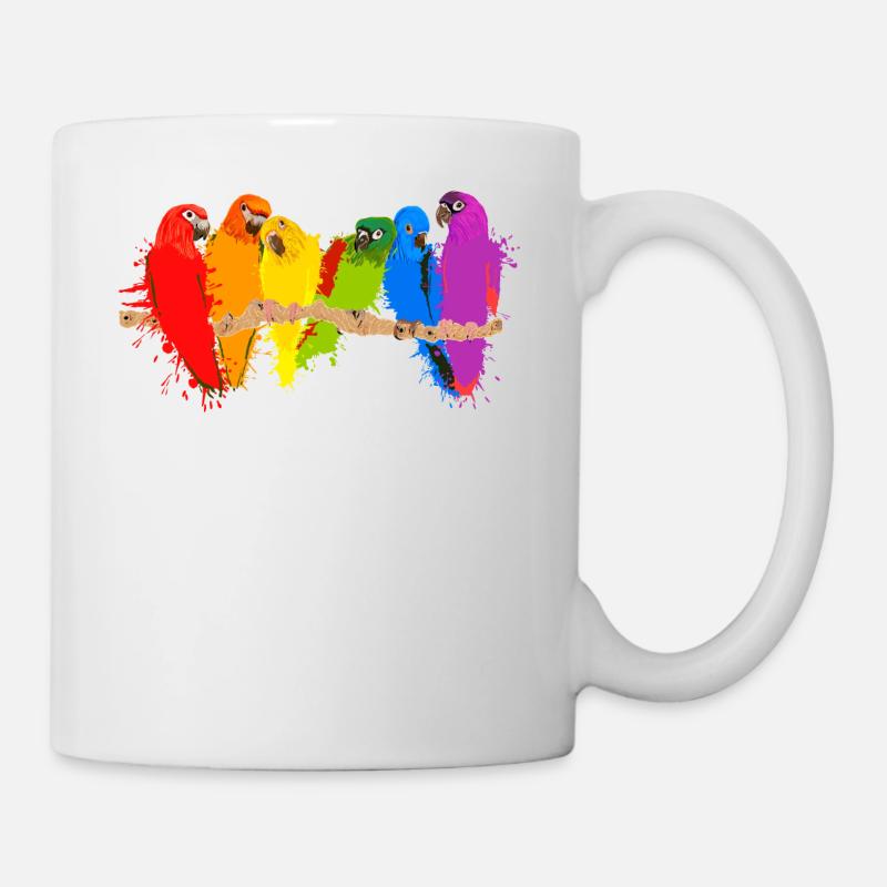 Perroquets colorés - Mug blanc - blanc