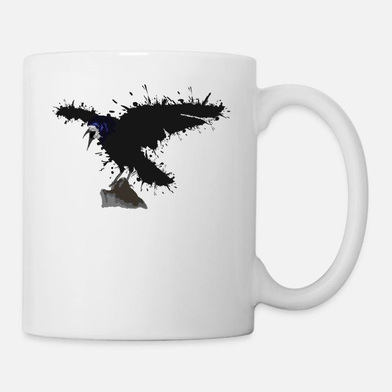 Rabe - Farbklecks - Tasse - Weiß
