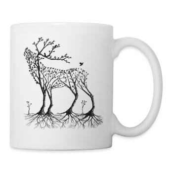 Wald-Hirsch in schwarz - Tasse - Weiß - Rechts