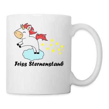 Friss Sternenstaub Einhorn Wolke Sterne Geschenk - Tasse - Weiß - Rechts