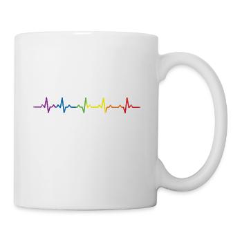Heartbeats LGBT arc-en-T-shirt - Mug blanc - blanc - Droite