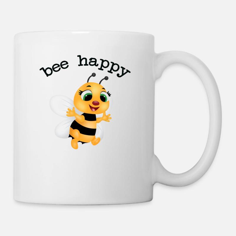 flotte biene, be happy - Tasse - Weiß