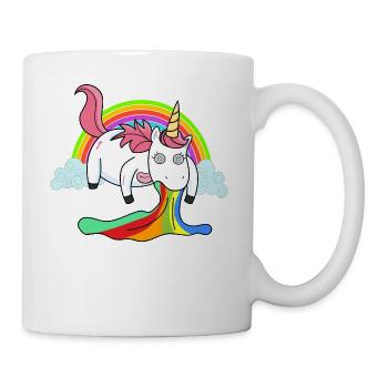 Puking unicorn rainbow - Mug - white - Right