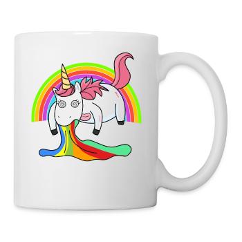 Puking unicorn rainbow - Mug - white - Right