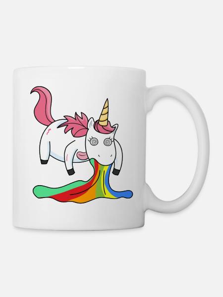 Kotzendes Einhorn Regenbogen - Tasse - Weiß