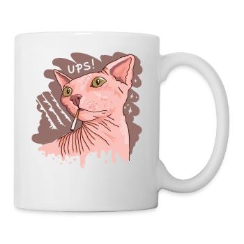 Sphynx cat with cigarette - Mug - white - Right