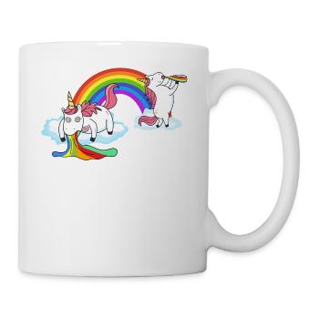 Einhorn beim Kotzen Saufen - Tasse - Weiß - Rechts
