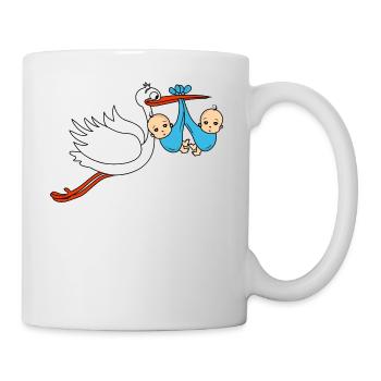 Storch Baby Zwillinge Babies Jungen2 - Tasse - Weiß - Rechts