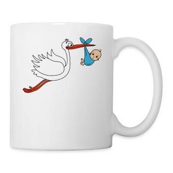 Storch Baby Junge Babies Schwanger - Tasse - Weiß - Rechts