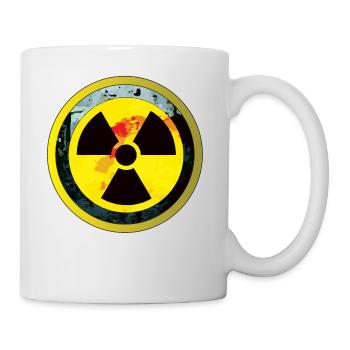 Caution Radioactive atom Radiation carries danger - Mug - white - Right