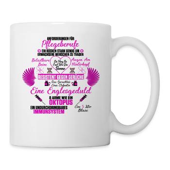 Anforderungen für Pflegeberufe T-Shirt Geschenk - Tasse - Weiß - Rechts