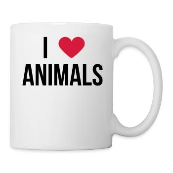 J'aime les animaux! disant cadeau - Mug blanc - blanc - Droite