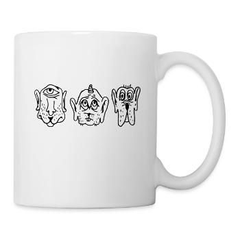 schwarze abstrakte Hunde Einhorn Figuren Geschenk - Tasse - Weiß - Rechts
