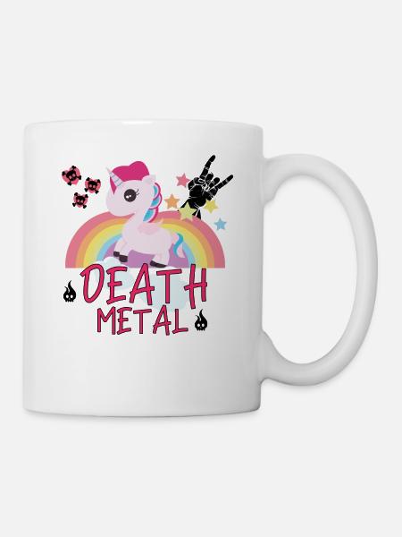 Death Metal Unicorn Rainbow Horse Rock Gift - Mug - white