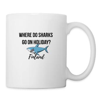 Où les requins vont en vacances? - Mug blanc - blanc - Droite
