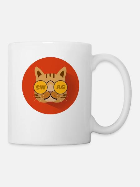 cat katze shirt katzenlebhaber geschenk swag - Tasse - Weiß