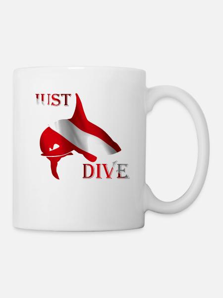 Tauchen, Taucher Fahne Flagge Hai Geschenk - Tasse - Weiß