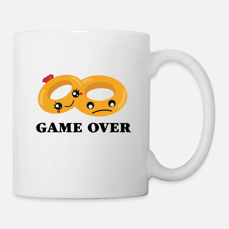 GAME OVER Hochzeit Ringe - Tasse - Weiß