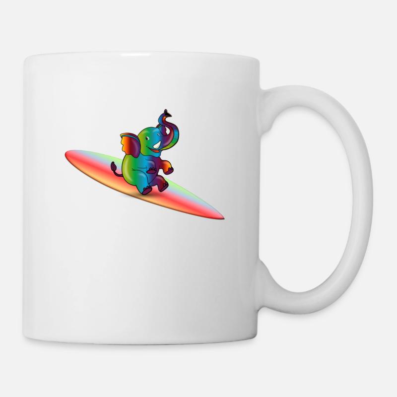 éléphant surfin - Mug blanc - blanc