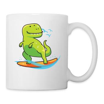 Surfing Dinousaur Holiday Shirt Geschenk - Tasse - Weiß - Rechts