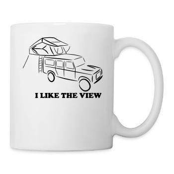 Defender with roof tent, roof tent, roof tent nomads - Mug - white - Right