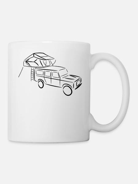 Defender avec tente de toit, tente de toit, nomades de tente de toit - Mug blanc - blanc