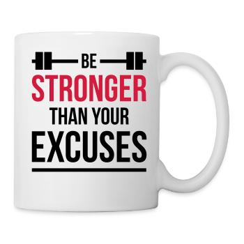 Be stronger than your excuses Fitness black - Mug - white - Right