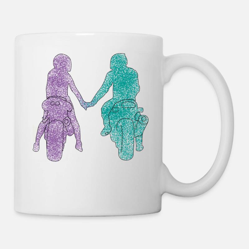 couple de motards - Mug blanc - blanc