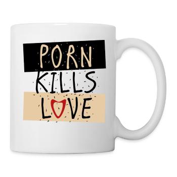 Porn kills love Herz kämpfen - Tasse - Weiß - Rechts