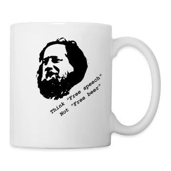 Stallman 'Think free speech, not free beer' - Mug - white - Right