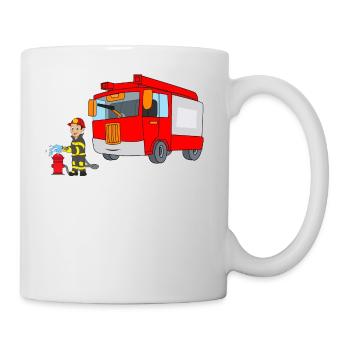 Feuerwehrmann Feuerwehrtruck Feuer Brand Löschen - Tasse - Weiß - Rechts
