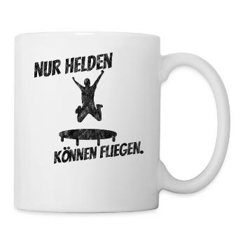 Nur Helden Können Fliegen Trampolin Jump Geschenk - Tasse - Weiß - Rechts