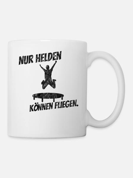 Nur Helden Können Fliegen Trampolin Jump Geschenk - Tasse - Weiß