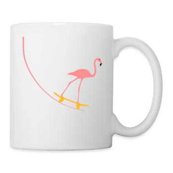 Flamingo on skateboard - Mug - white - Right