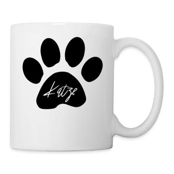 Katzen Pfoten Logo als Geschenkidee - Tasse - Weiß - Rechts