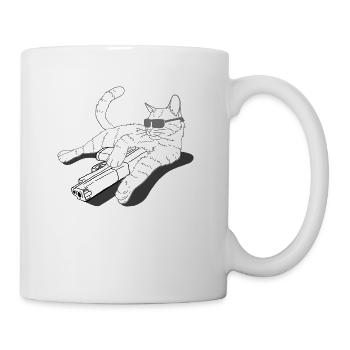 Chat cool avec des lunettes de soleil - Mug blanc - blanc - Droite