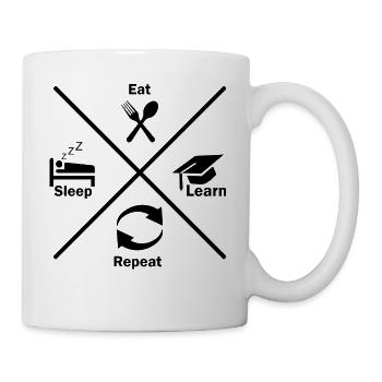 Lernen learn schlafen pauken Geschenkidee - Tasse - Weiß - Rechts