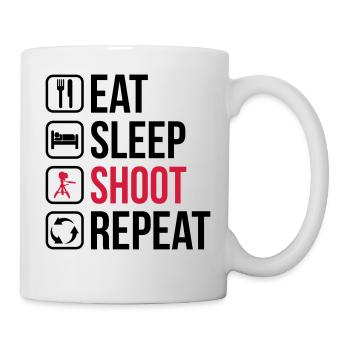 Eat Sleep Shoot Repeat - Tasse - Weiß - Rechts