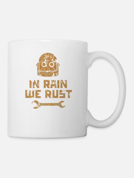 Roboter, Cyborg, Maschine - rostet im Regen - Tasse - Weiß