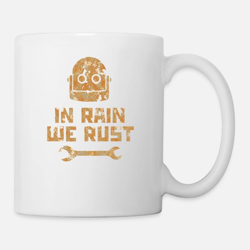 Robot, cyborg, machine - rouille sous la pluie - Mug blanc - blanc